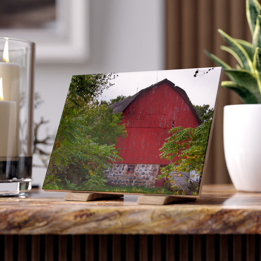 U R There Photography Brown Road Hidden Red II Rustic Farmhouse Decorative Ceramic Tile