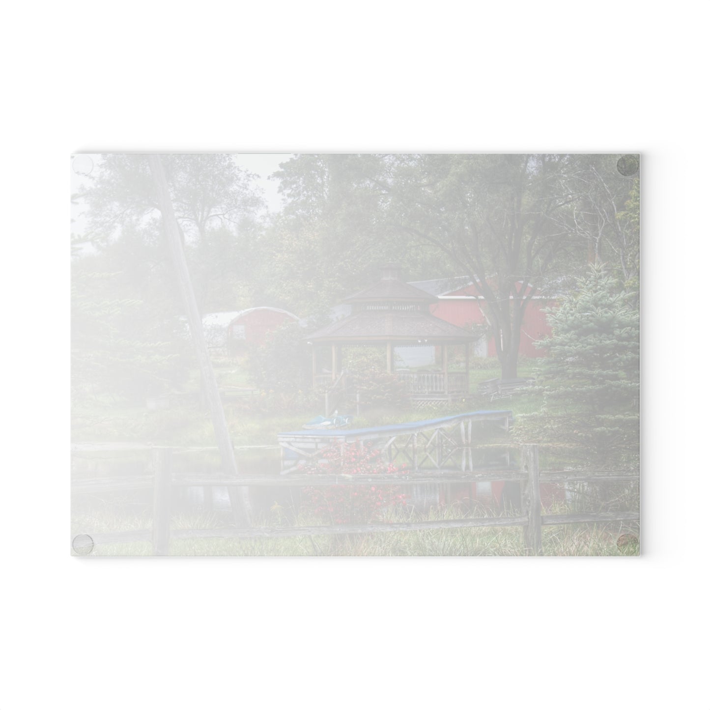 U R There Photography Columbiaville Gazebo Rustic Farmhouse Tempered-Glass Cutting Board