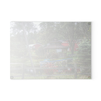U R There Photography Columbiaville Gazebo Rustic Farmhouse Tempered-Glass Cutting Board