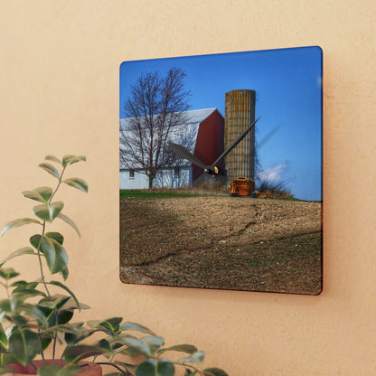 U R There Photography Shay Lake Red Rustic Farmhouse Acrylic Analog Wall Clock