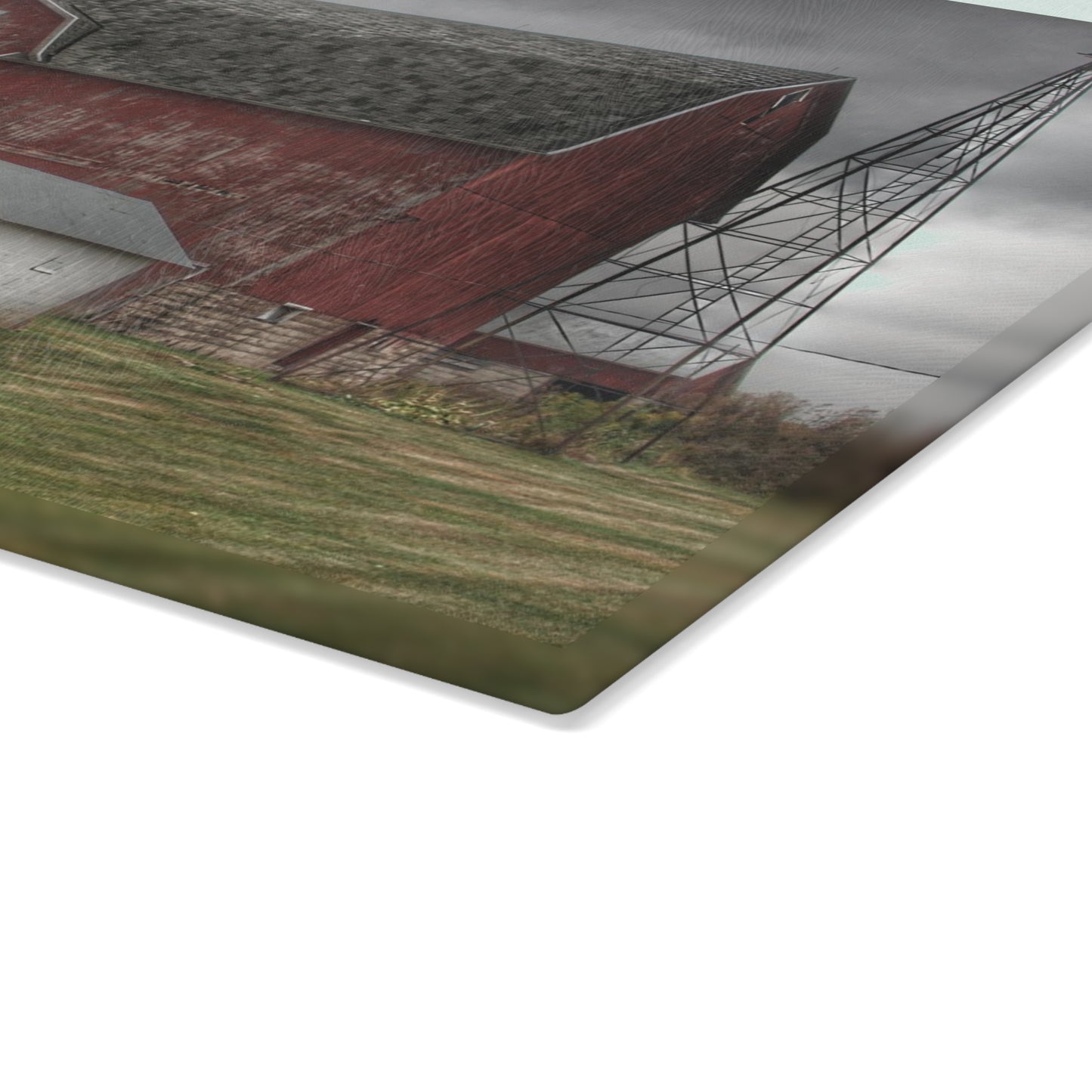 U R There Photography Weaver Road Red II Rustic Farmhouse Tempered-Glass Cutting Board