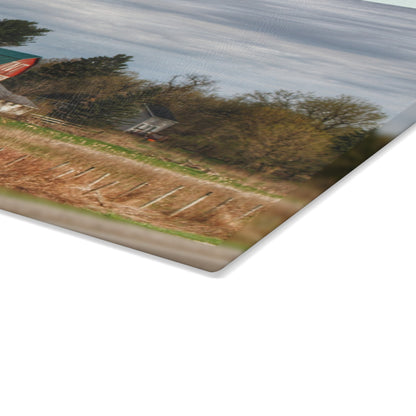 U R There Photography M-24 TnT Red II Rustic Farmhouse Tempered-Glass Cutting Board