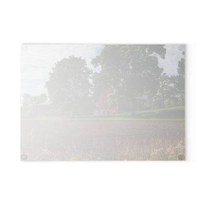 U R There Photography Catlin Road Red II Rustic Farmhouse Tempered-Glass Cutting Board