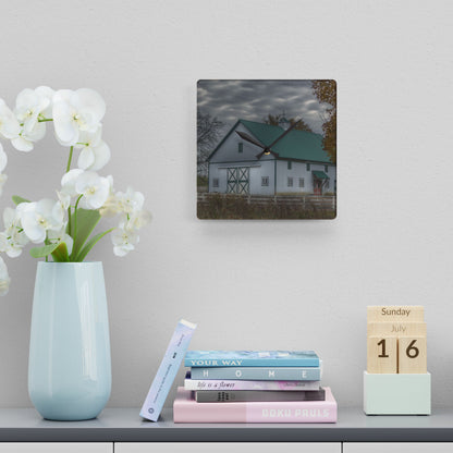 U R There Photography Millville White Rustic Farmhouse Acrylic Analog Wall Clock