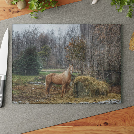 U R There Photography French Road Butterscotch Rustic Farmhouse Tempered-Glass Cutting Board