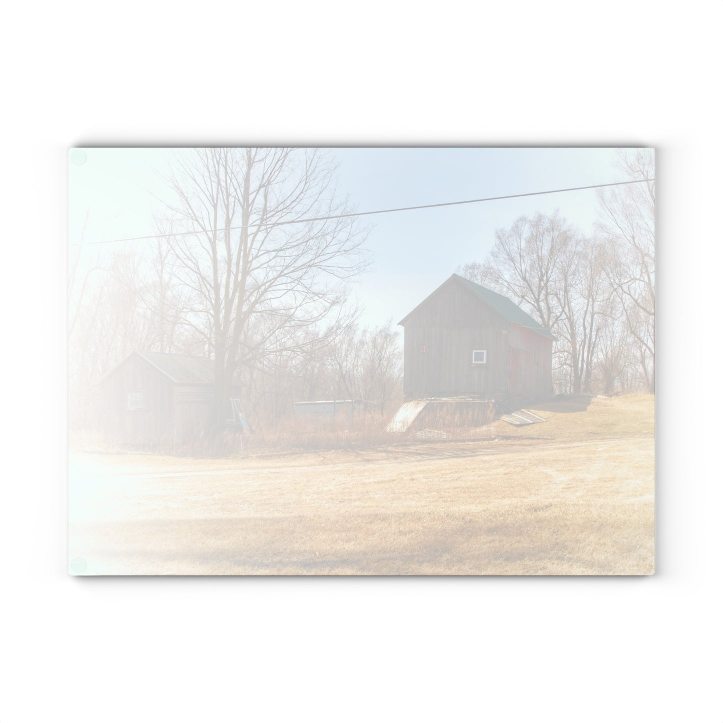U R There Photography Klam Road Hillside Greys Rustic Farmhouse Tempered-Glass Cutting Board