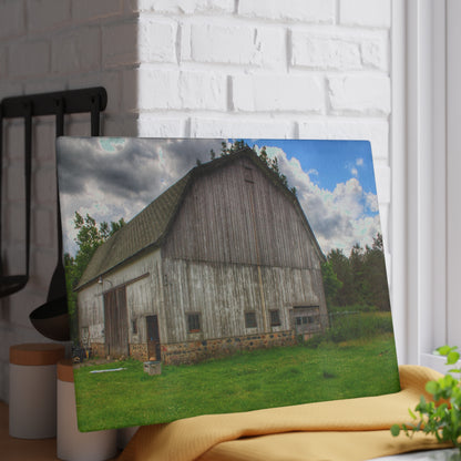 U R There Photography Fieldstone Grey Rustic Farmhouse Tempered-Glass Cutting Board
