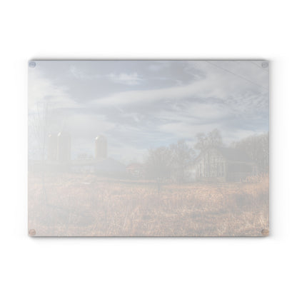 U R There Photography Newark Road White II Rustic Farmhouse Tempered-Glass Cutting Board