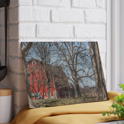 U R There Photography Hill Road Red Rustic Farmhouse Tempered-Glass Cutting Board