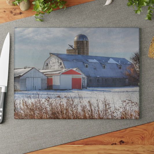U R There Photography Shoemaker Road Grey Rustic Farmhouse Tempered-Glass Cutting Board