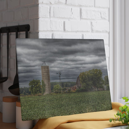 U R There Photography Rider Road Grey Rustic Farmhouse Tempered-Glass Cutting Board
