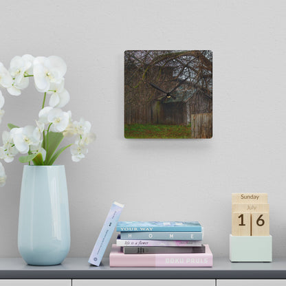 U R There Photography Bowers Road Greys IV Rustic Farmhouse Acrylic Analog Wall Clock