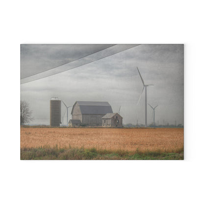 U R There Photography Pinabog Greys Rustic Farmhouse Tempered-Glass Cutting Board