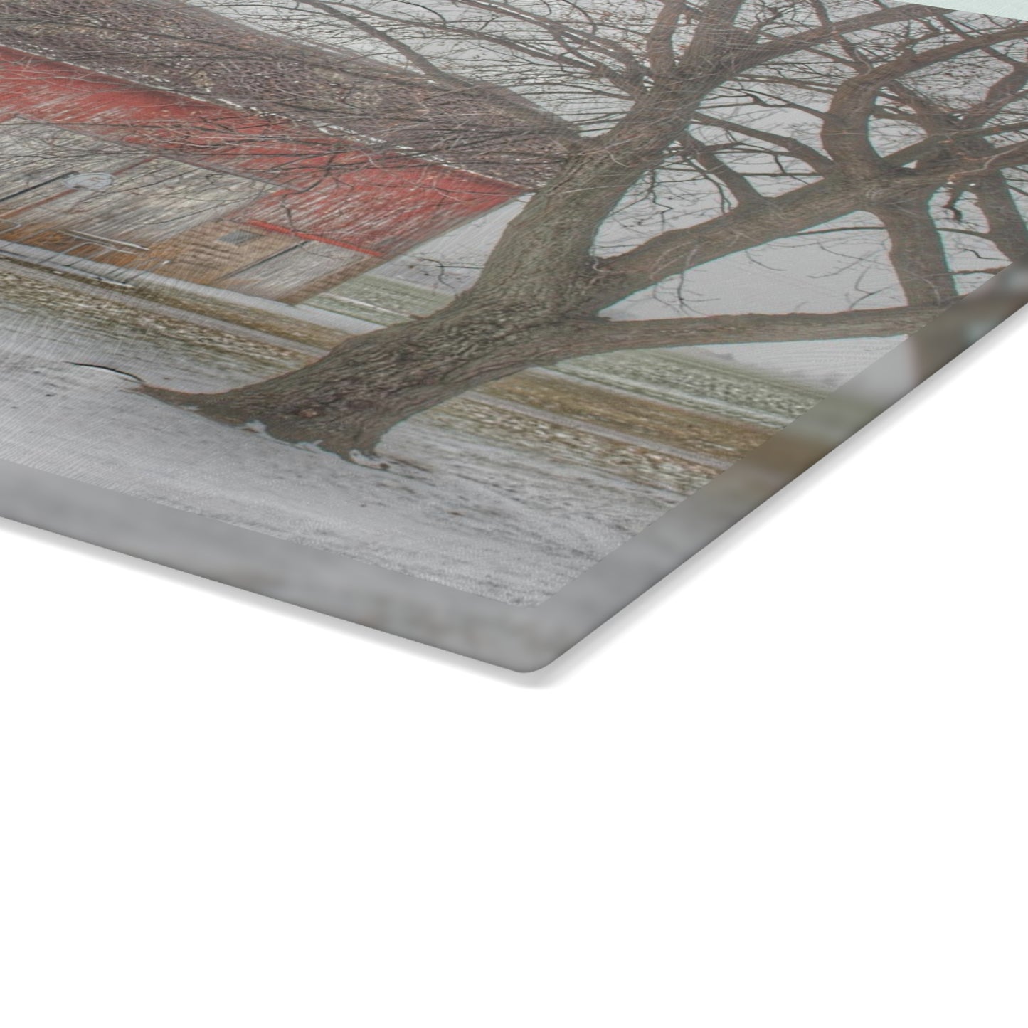 U R There Photography Cumber Road Red I Rustic Farmhouse Tempered-Glass Cutting Board