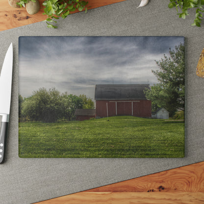 U R There Photography Kings Mill Red I Rustic Farmhouse Tempered-Glass Cutting Board
