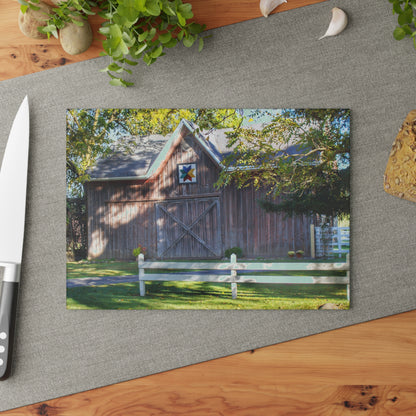 U R There Photography Hunters Creek Quilted II Rustic Farmhouse Tempered-Glass Cutting Board