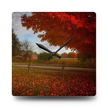 U R There Photography East Frances Road Hidden Grey II Rustic Farmhouse Acrylic Analog Wall Clock