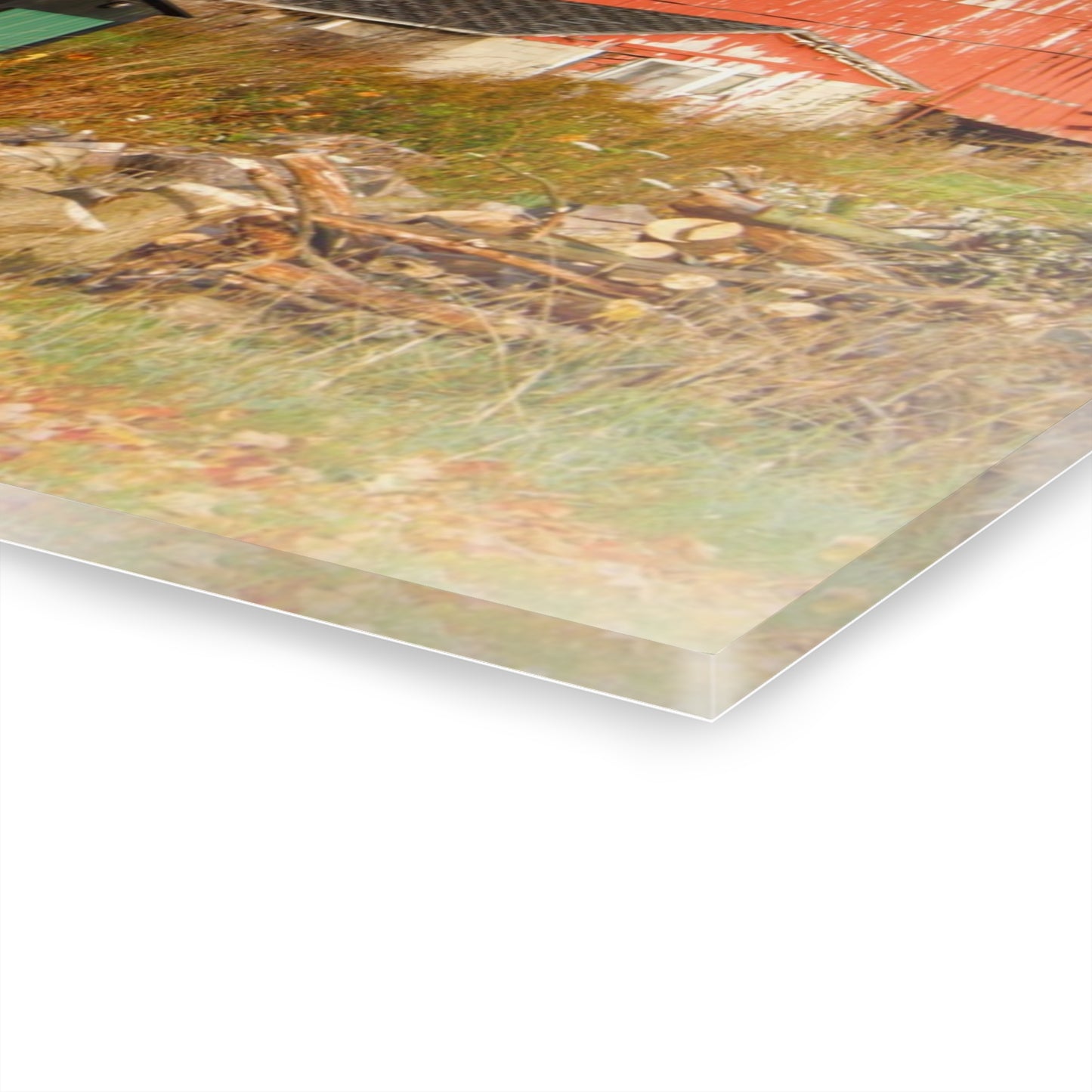 U R There Photography Greenwood Road Red in the Fall Rustic Farmhouse Acrylic Wall Print