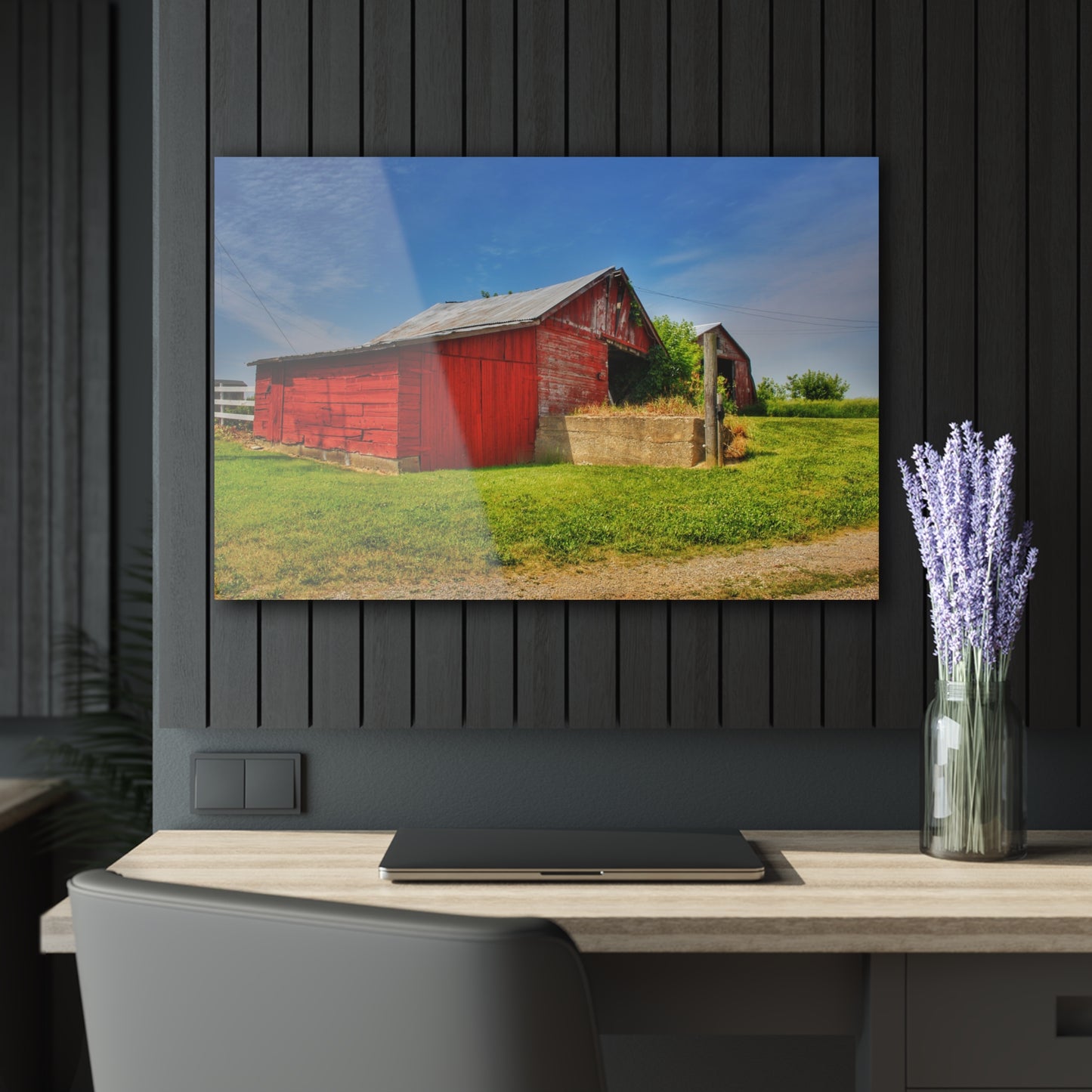 U R There Photography Marlette Road Saltbox Red Rustic Farmhouse Acrylic Wall Print