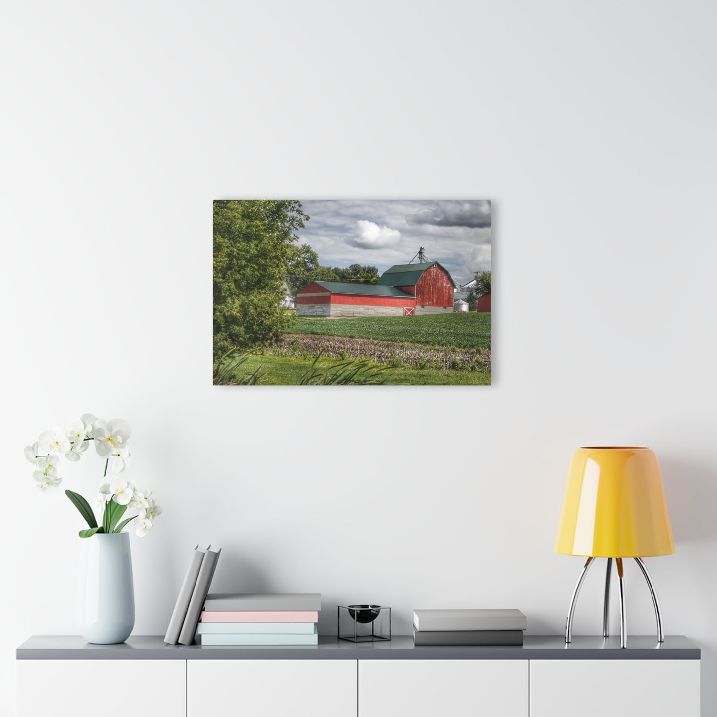 U R There Photography Haines Road Cornfield Reds Rustic Farmhouse Acrylic Wall Print