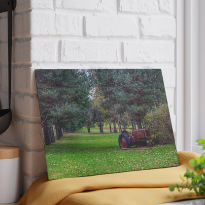 U R There Photography Casey Road Yard Art I Rustic Farmhouse Tempered-Glass Cutting Board