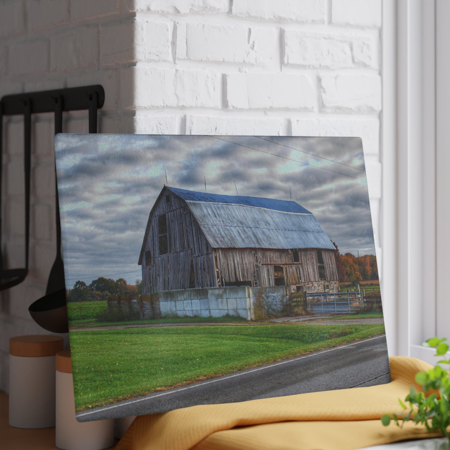 Barn Boutique Rustic Tempered-Glass Cutting Board| Marlette Road Hay Barn