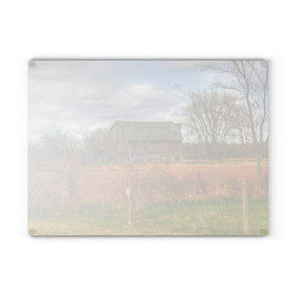 U R There Photography Clothier Road Red II Rustic Farmhouse Tempered-Glass Cutting Board