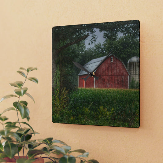 Rustic Farmhouse Wall Clock featuring Mayville Lapeer Road Red