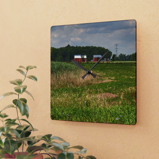 Rustic Farmhouse Wall Clock featuring Across the Field in Elba II