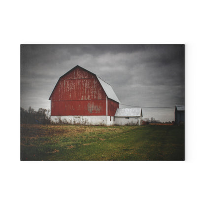 U R There Photography Mills Road Red II Rustic Farmhouse Tempered-Glass Cutting Board