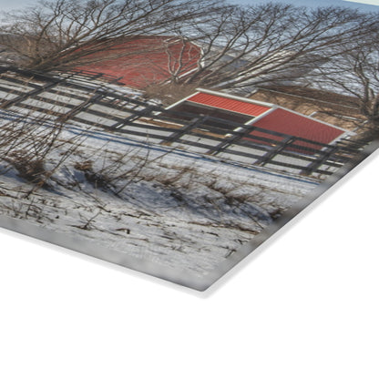 U R There Photography West Lake Road Red I Rustic Farmhouse Tempered-Glass Cutting Board