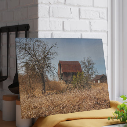 U R There Photography Klam Road Rusted Reds Rustic Farmhouse Tempered-Glass Cutting Board