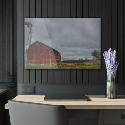 U R There Photography West Lake Road Red Barn and Windmill Rustic Farmhouse Acrylic Wall Print