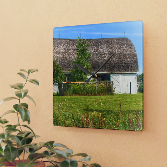 U R There Photography Country White Rustic Farmhouse Acrylic Analog Wall Clock