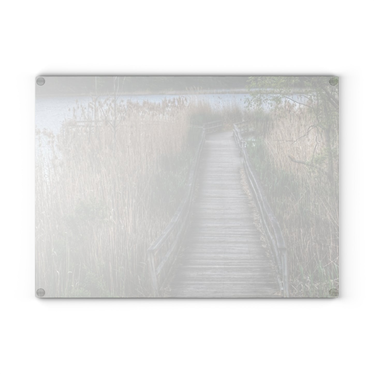 U R There Photography Linear Park Bridge in Lapeer II Rustic Farmhouse Tempered-Glass Cutting Board