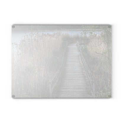 U R There Photography Linear Park Bridge in Lapeer II Rustic Farmhouse Tempered-Glass Cutting Board
