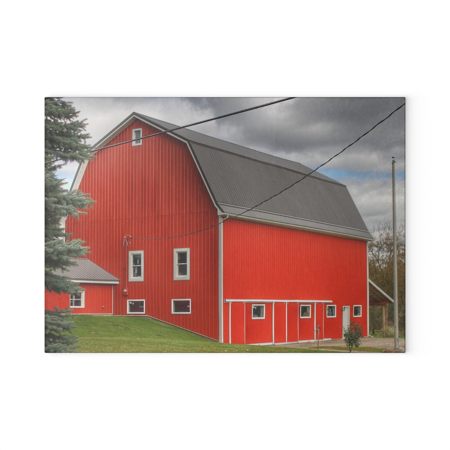 U R There Photography Connell Road Modern Red Rustic Farmhouse Tempered-Glass Cutting Board