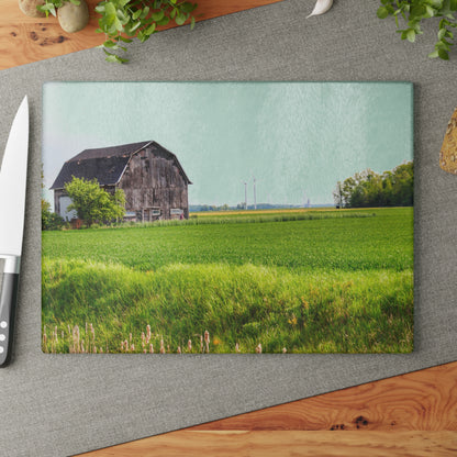 U R There Photography North Graf Road Old Grey Rustic Farmhouse Tempered-Glass Cutting Board