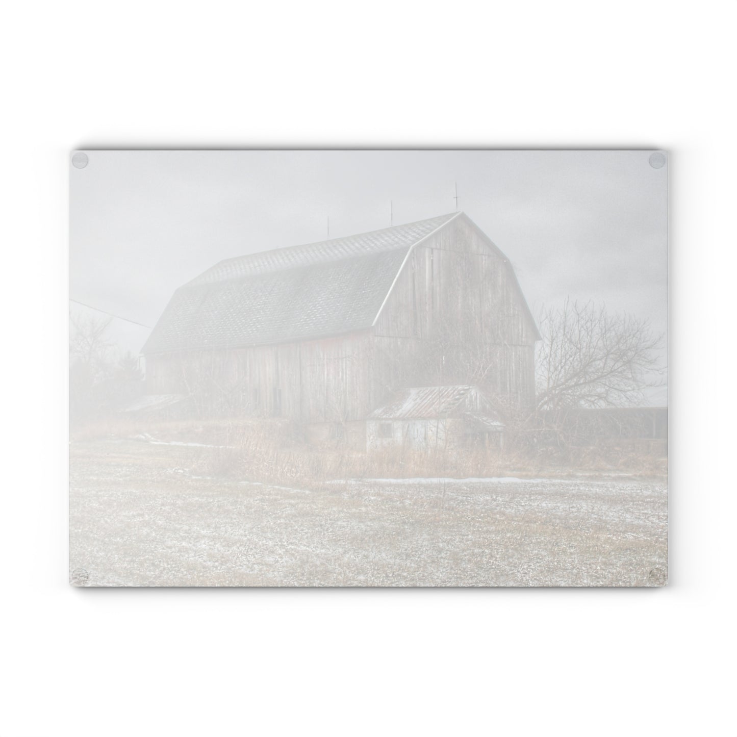 U R There Photography Mayville Road Grey Rustic Farmhouse Tempered-Glass Cutting Board