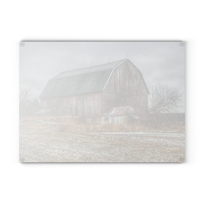 U R There Photography Mayville Road Grey Rustic Farmhouse Tempered-Glass Cutting Board