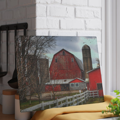 Barn Boutique Rustic Tempered-Glass Cutting Board| Peck Red