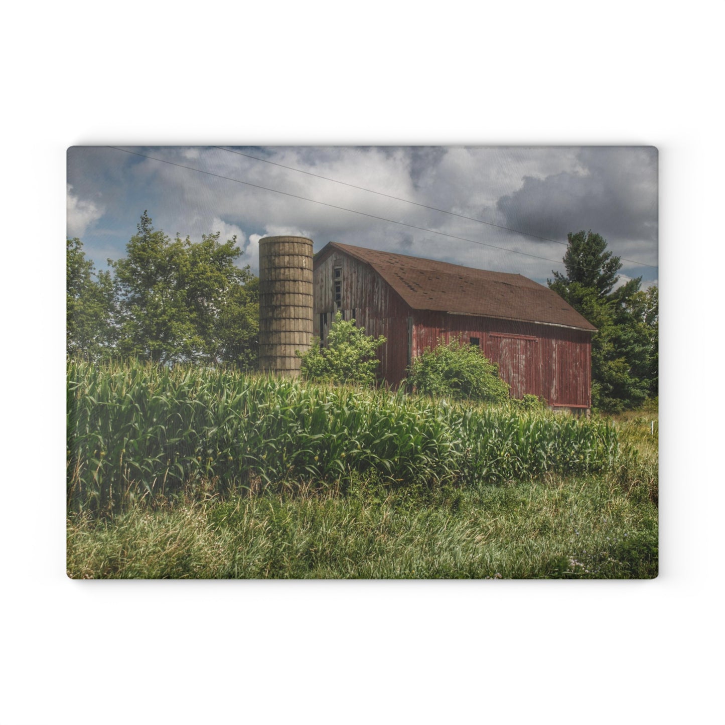 U R There Photography Armstrong Road Red III Rustic Farmhouse Tempered-Glass Cutting Board