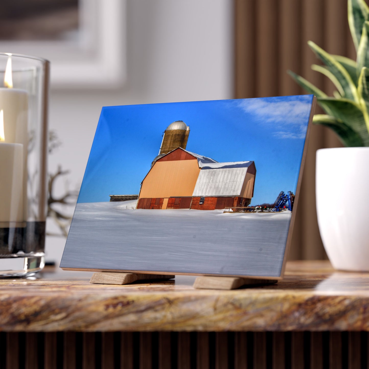 U R There Photography Bay City - Forestville Beige Barn Rustic Farmhouse Decorative Ceramic Tile