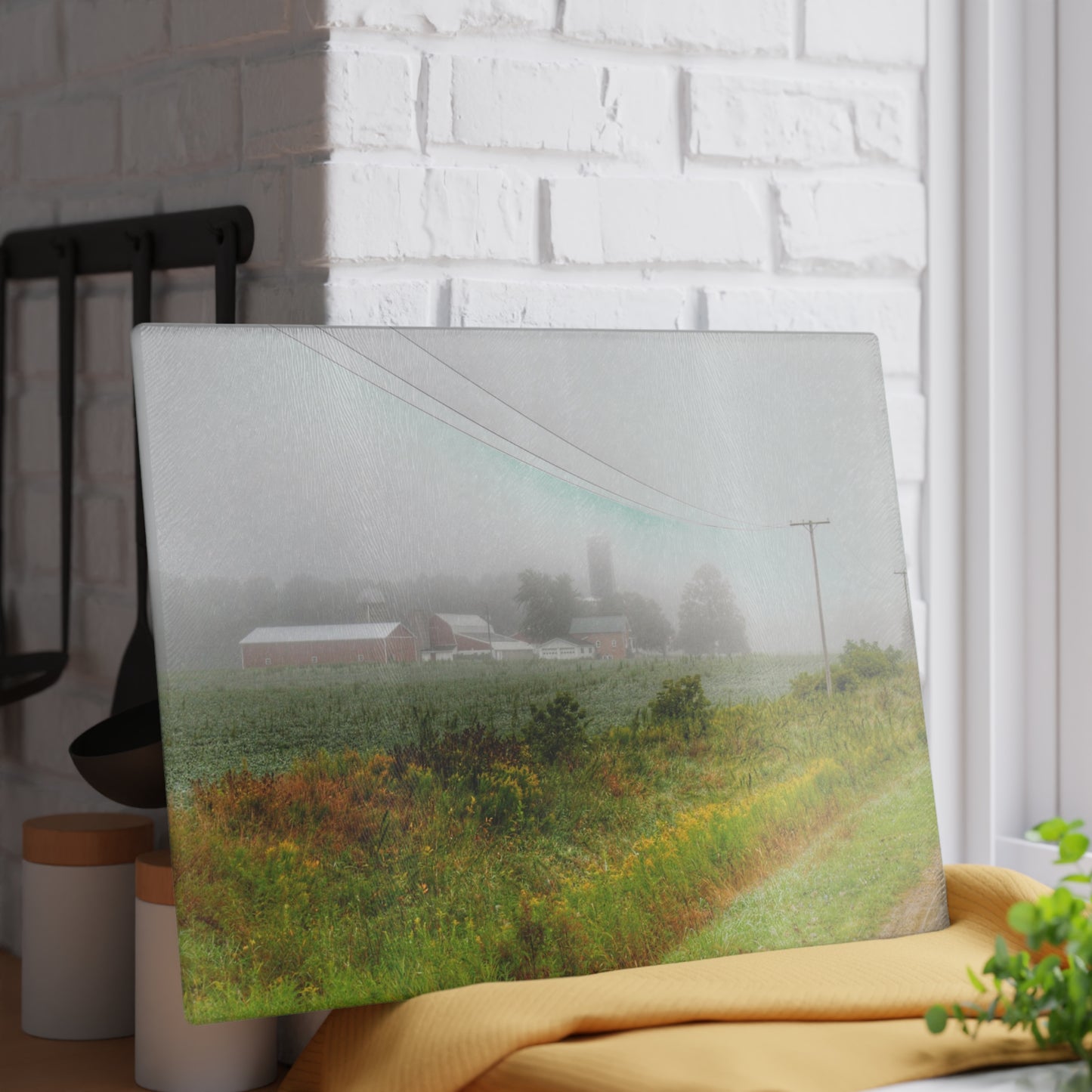 U R There Photography Beyond the Fog Rustic Farmhouse Tempered-Glass Cutting Board