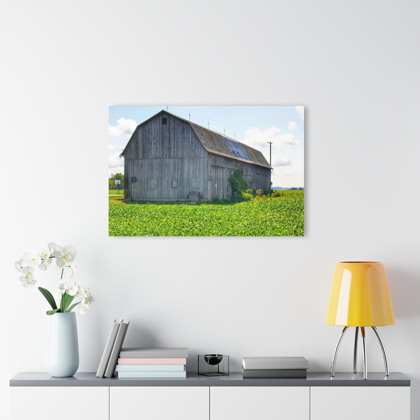 U R There Photography Morning Roadside Grey Rustic Farmhouse Acrylic Wall Print