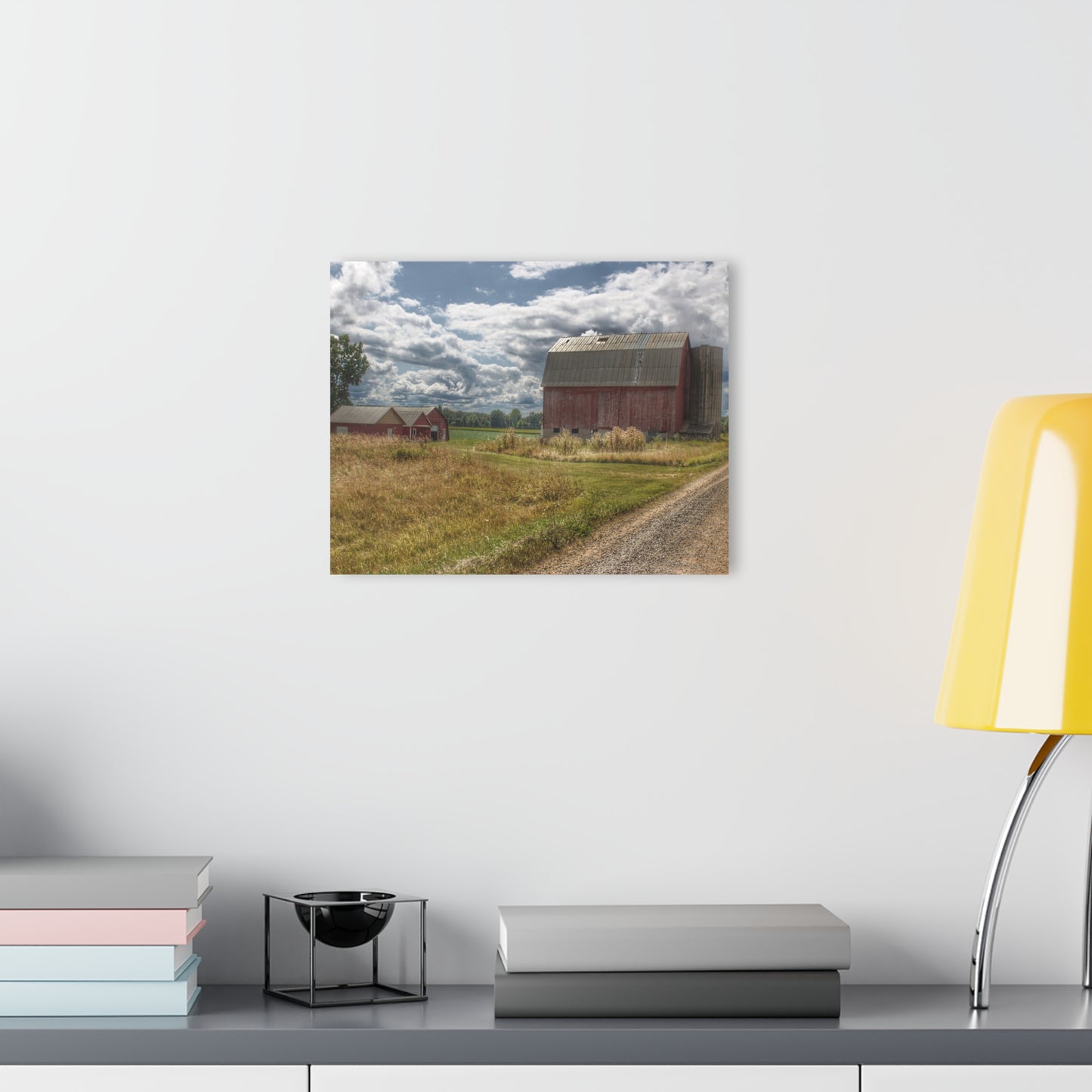 U R There Photography Haines Road Reds Rustic Farmhouse Acrylic Wall Print