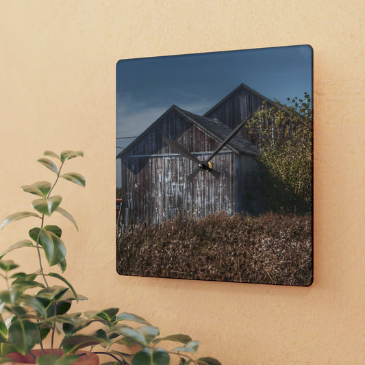 U R There Photography Fulmer Road Greys Rustic Farmhouse Acrylic Analog Wall Clock