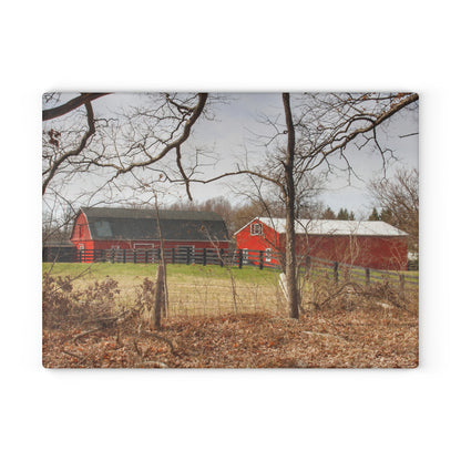U R There Photography Hidden Hosner Reds Rustic Farmhouse Tempered-Glass Cutting Board