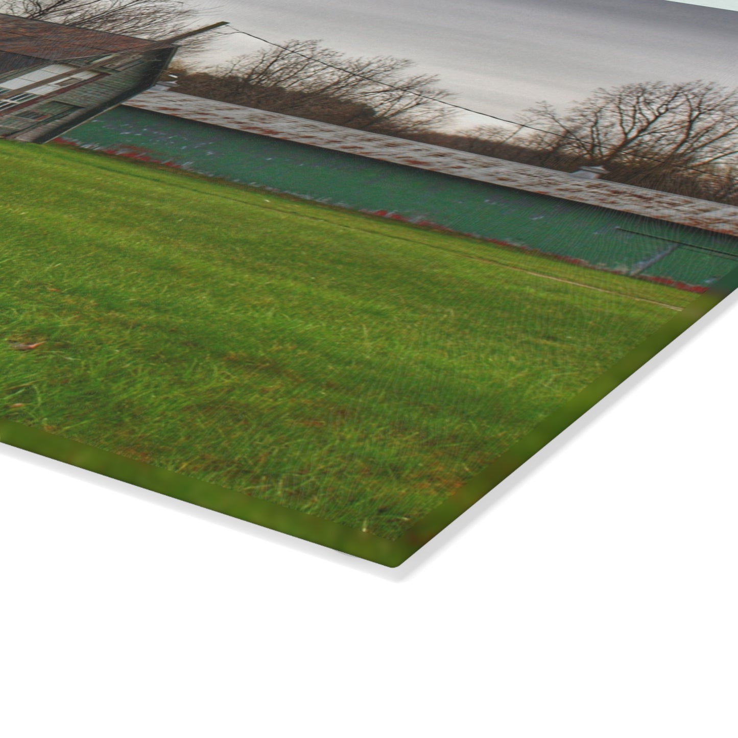 U R There Photography Hough Road Green Quonset IV Rustic Farmhouse Tempered-Glass Cutting Board