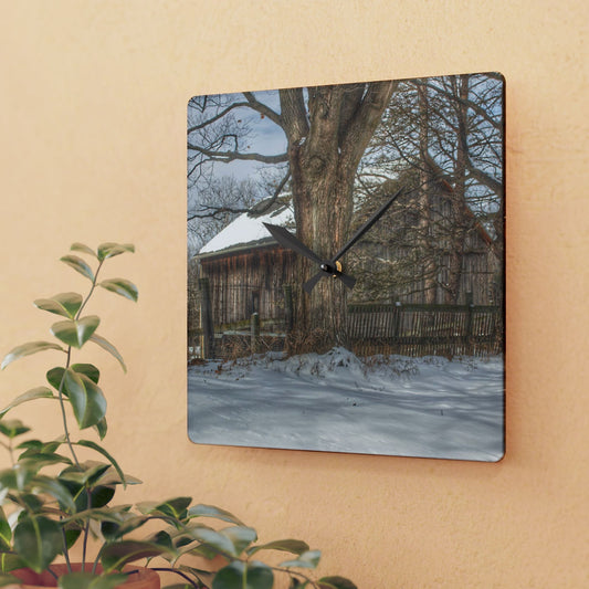 U R There Photography English Road Grey Rustic Farmhouse Acrylic Analog Wall Clock